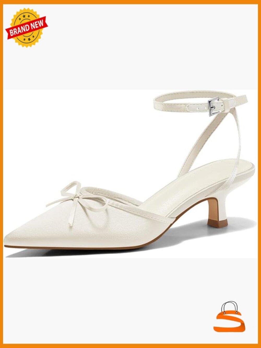Satin Kitten Heels with Bow Pointed Closed Toe Low Heel Pump Wedding Party Shoes